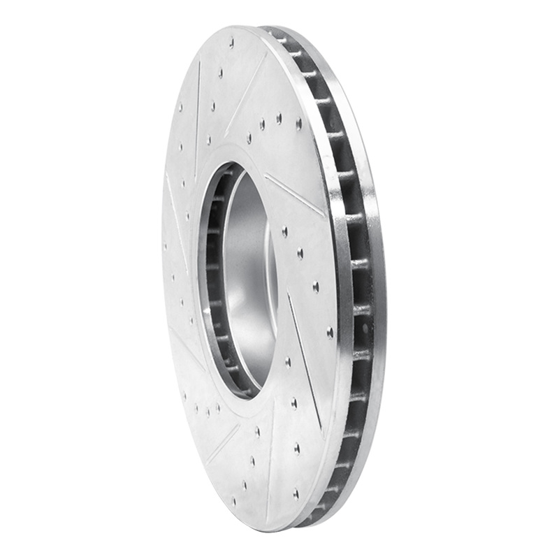 BMW X5 Brake Rotor (1) - Front Right - R1 Concepts - Drilled & Slotted - Silver - `07-`19